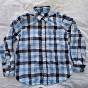 Gap Kids Button-Down Checkered Long Sleeve, Boys, Size M (8)